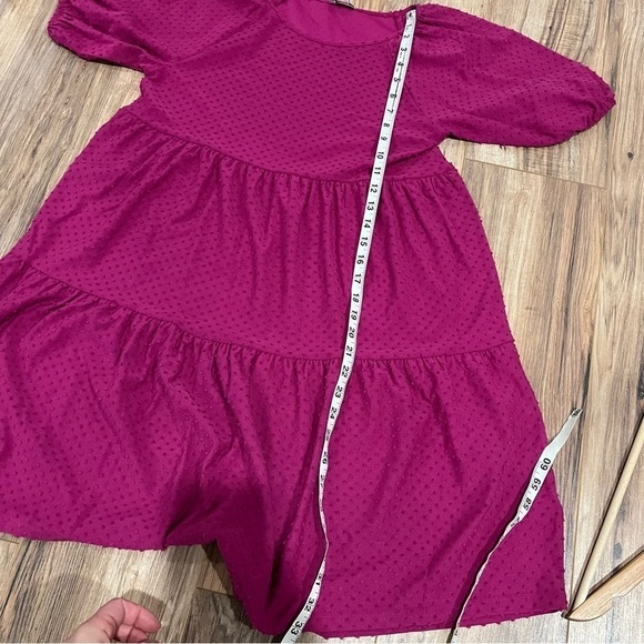 NWT J. Crew magenta puff sleeves Swiss dot dress - Picture 7 of 9